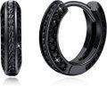 wholesale 925 Sterling Silver Black CZ Hoop Huggies Punk Style Earings for Men & Women-0-0