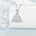 wholesale 925 Sterling Silver Opal Triquetra Celtic Knot Pendant Necklace for Women - Wiccan Jewelry-0-3