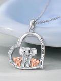 wholesale 925 Sterling Silver Elephant Family Pendant Necklace with 1-5 Cubs Mothers Day Gifts for Women-0-13