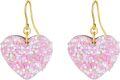 wholesale Gold Pink Glitter Heart Drop Earrings - October Birthstone s for Women-0-0