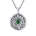 wholesale 925 Sterling Silver Green Evil Eye Pendant with Cubic Zirconia and -0-0
