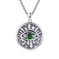 wholesale 925 Sterling Silver Green Evil Eye Pendant with Cubic Zirconia and -Y-Green Evil Eye Necklace