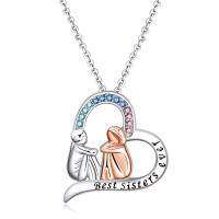 wholesale Sterling Silver Heart Necklace Sisters Gift for Friendship Birthday Christmas-Best Sisters Ever