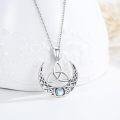 wholesale 925 Sterling Silver Celtic Moon Triquetra Pendant with Blue Stone Good Luck Jewelry for Women Girls-0-2