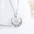 wholesale 925 Sterling Silver Crescent Moon Trinity Knot Moonstone Pendant Necklace-0-2