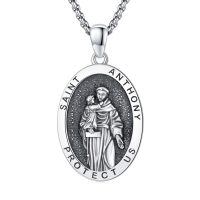 wholesale 925 Sterling Silver Archangel Medals St Pendant Necklace for Men Women-60-St Anthony medal(oval silver)