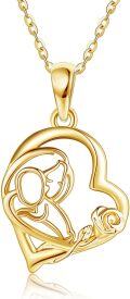 wholesale 14K Solid Heart-Shaped Pendant with Cubic Zirconia and Mom Inscription - Mothers' Day Gift-0-1