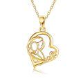 wholesale 14k Gold Mom Heart Pendant Necklace Cubic Zirconia Pave Chain Jewelry Gift-0-1