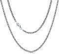 wholesale Sterling Silver 2 5mm Solid Byzantine Chain Necklace Oxidized Square Link 16 36 Unisex Gift-0-6