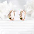 wholesale Rose Gold 925 Sterling Silver Bee and Flower Design Huggie Hoop Earrings  for Women-0-2