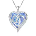 TOUPOP Sterling Silver & Birthstone Heart Celtic Knot Pendant Necklace-0-0