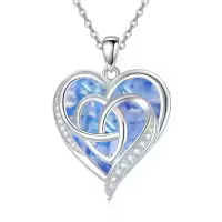 TOUPOP Sterling Silver & Birthstone Heart Celtic Knot Pendant Necklace-undefined