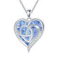 TOUPOP Sterling Silver & Birthstone Heart Celtic Knot Pendant Necklace-0-0