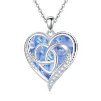 TOUPOP Sterling Silver & Birthstone Heart Celtic Knot Pendant Necklace-undefined