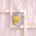 wholesale 925 Sterling Silver Sunflower Heart Pendant Necklace for Women - You Are My Sunshine Gifts for Mom Grandma-0-2