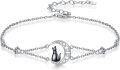 wholesale 925 Sterling Silver Cat Moon Anklet with Paw Prints and Black Enamel Centerpiece for Women-0-0
