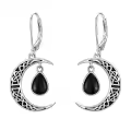 TOUPOP Sterling Silver Celtic Moon Earrings Vintage Crescent Witch Jewelry Gifts For Women-0-0