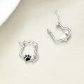 wholesale 925 Sterling Silver Black Paw Print Bone Design Huggie Hoop Earrings for Women Girls  43mm Diameter-0-3