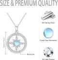 wholesale 925 Sterling Silver Moonstone Compass Pendant Necklace for Women Girls  45cm Chain Length-0-4