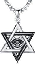 wholesale 925 Sterling Silver & Black  Evil Eye Star Pendant Necklace for Men/Women-0-0