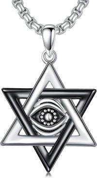 wholesale 925 Sterling Silver & Black  Evil Eye Star Pendant Necklace for Men/Women-A-3