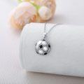 wholesale 925 Sterling Silver Black CZ Soccer Ball Sporty Pendant Necklaces for Women Men Gifts Jewelry-0-1