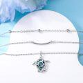wholesale 925 Sterling Silver Layered Turtle Pendant Necklaces with Abalone Shell Inlay and Stars Design-0-3
