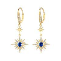 wholesale 925 Sterling Silver Gold-Plated Moonstone & Opal Starburst Leverback Drop Earrings-September (Gold Plated)-September (Gold Plated)