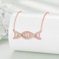 wholesale 925 Sterling Silver Cubic Zirconia Accent Gold Plated DNA Pendant Necklaces for Women Girls Gifts-0-8