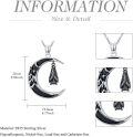 wholesale Gothic Necklace Bat/cat/owl/fox/sun Black Onyx Pendant Sterling Silver Crescent Moon Necklaces For Women Black Jewelry Gifts -0-4