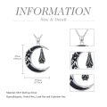 TOUPOP Sterling Silver Black Onyx Bat Cat Owl Fox Sun Moon Pendant Necklace-0-4