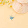 wholesale 14K Gold Blue Opal Butterfly Pendant Necklaces for Women Minimalist s-0-5