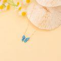 wholesale 14k Gold Butterfly Necklace Wholesale With Opal Wings And Lab Diamond Accents-0-5
