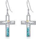 wholesale 925 Sterling Silver Turquoise Mountain Cross Drop Earrings for Women-0-0