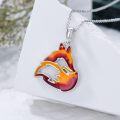 wholesale 925 Sterling Silver Fire Fox Head Pendant Necklace for Women-0-1