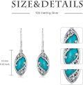 wholesale 925 Sterling Silver Natural Green Turquoise Marquise Leaf Leverback Drop Earrings-0-1