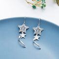 wholesale 925 Sterling Silver Threader Earrings Star Moon Drop Chain Charm s for Women-0-1