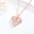 wholesale 925 Sterling Silver Rose Gold 1 CTTW Moissanite Floating Necklace with Twinkle Setting, Double Heart Pendant, Adjustable Chain, Hypoallergenic, Gift Box Included-0-1