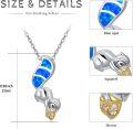 wholesale 925 Sterling Silver Blue Opal Squirrel Pendant Necklace for Women Girls-0-3