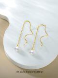 TOUPOP 14K Gold Freshwater Pearl Threading Tassel Dangle Earrings-0-4