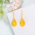 wholesale Gold Teardrop Shape Gemstone Leverback Drop Earrings - 925 Sterling Silver Opal & Yellow Jade s for Her-0-3