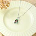 wholesale 925 Sterling Silver Green Jade Pendant Necklace with Blue Enamel Owl Design Gift for Her-0-28