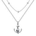 wholesale 925 Sterling Silver Skull Anchor Layered Necklace for Men Women -0-0