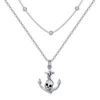 wholesale 925 Sterling Silver Skull Anchor Layered Necklace for Men Women -Classic, Ancient, Retro