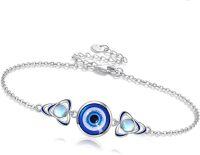 wholesale 925 Sterling Silver & Blue Enamel Celtic Trinity Knot Evil Eye Bracelet for Women-Celtic-Evil Eye