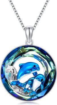 wholesale 925 Sterling Silver Metal Dolphin Pendant Necklace - Valentines Gift for Her Him-Three Dolphins