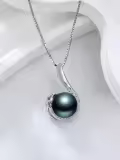 TOUPOP Sterling Silver Black Pearl Tree Of Life Leaf Pendant Necklace-0-1