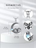 wholesale 925 Sterling Silver Bat Crescent Moon Luminous Stone Pendant Necklace-0-4