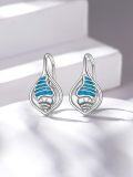 wholesale 925 Sterling Silver Turquoise Conch Shell Drop Earrings for Women Girls Ocean  4cm Long-0-1