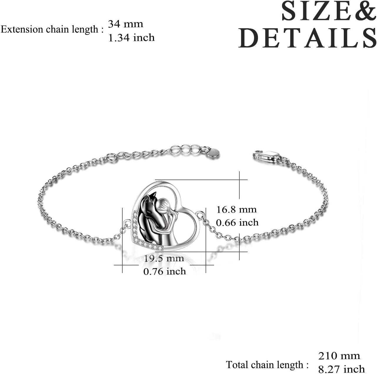  Sterling Silver Stone Horse Adjustable Bracelet for Women -0-5